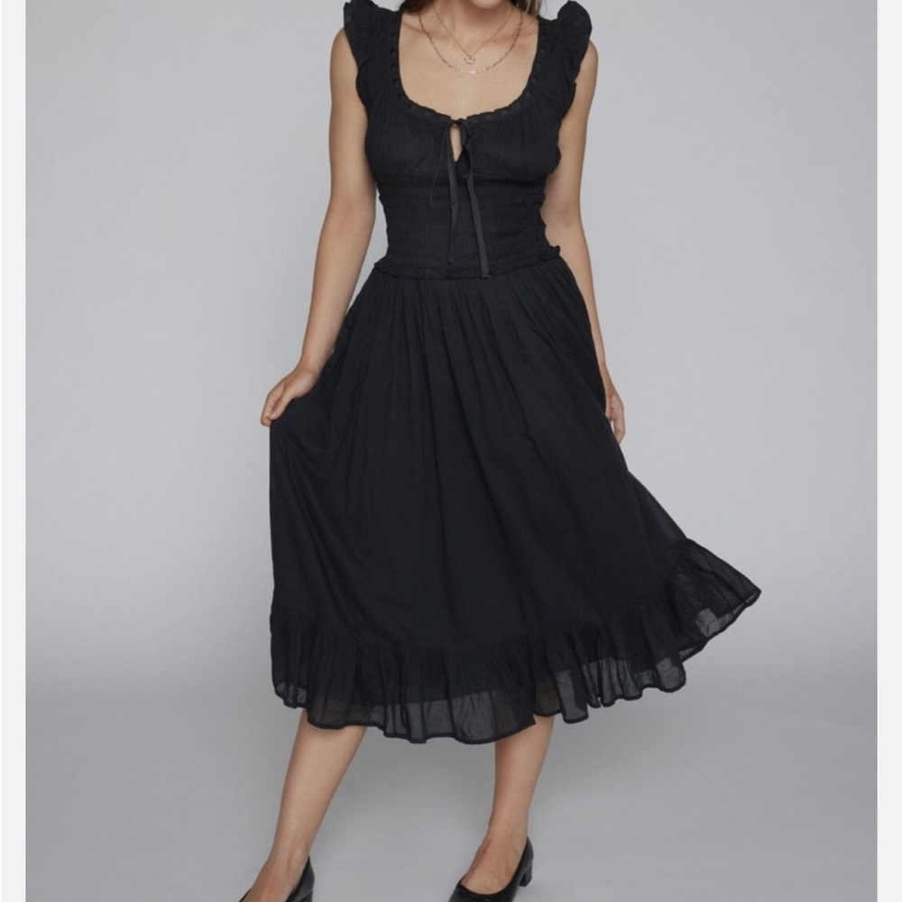 Kimchi Blue - Olivia Flutter Sleeve Black Midi Dress
